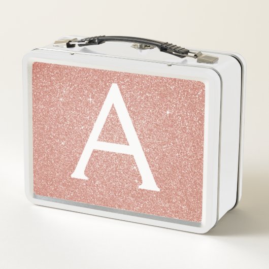 Roze Rose Gold Glitter & Sparkle Monogram (Achterkant)