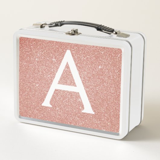 Roze Rose Gold Glitter & Sparkle Monogram (Voorkant)