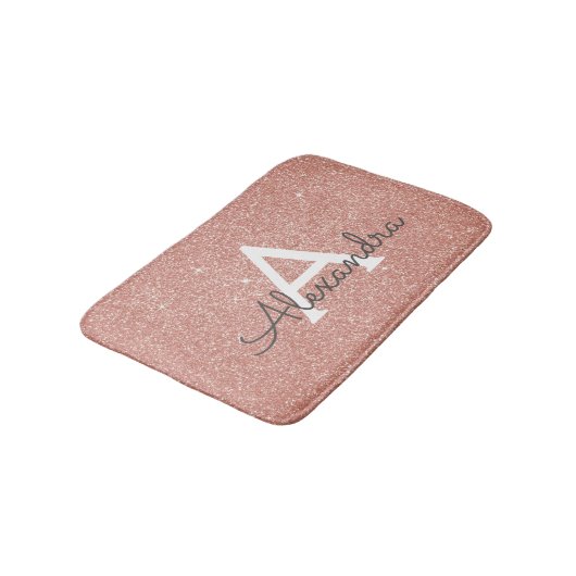 Roze Rose Gold Glitter Sparkle Monogram Badmat (Gekanteld)
