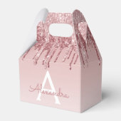 Roze Rose Gold Glitter & Sparkle Monogram Bedankdoosjes (Voorkant Zijde)