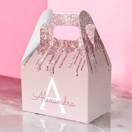 Roze Rose Gold Glitter & Sparkle Monogram Bedankdoosjes