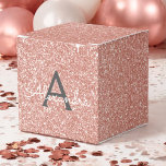 Roze Rose Gold Glitter & Sparkle Monogram Bedankdoosjes<br><div class="desc">Roze Rose Gold en Charcoal Grey (grijs) Faux Glitter en Sparkle Elegant geschenkdoos. Deze geschenkdoos kan worden aangepast om uw initiaal en voornaam op te nemen en maakt een geweldige verjaardagsfeestje,  vrijgezellenfeest,  vrijgezellenfeest of baby shower geschenkdoos.</div>