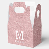 Roze Rose Gold Glitter & Sparkle Monogram Bedankdoosjes (Geopend)