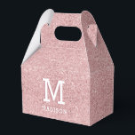Roze Rose Gold Glitter & Sparkle Monogram Bedankdoosjes<br><div class="desc">Gepersonaliseerde Pink Rose Gold Glitter & Sparkle Monogram Favor Box,  ideaal voor Baby shower,  Doop,  Verjaardag,  Vrijgezellenfeest.</div>