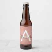 Roze Rose Gold Glitter & Sparkle Monogram Bier Etiket (Voorkant)