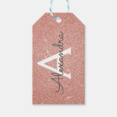 Roze Rose Gold Glitter & Sparkle Monogram Cadeaulabel (Voorkant)