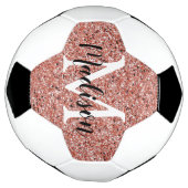 Roze Rose Gold Glitter Sparkle Monogram Girl's Voetbal (Gedraaid)