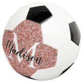 Roze Rose Gold Glitter Sparkle Monogram Girl's Voetbal (Drie kwart)
