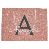 Roze Rose Gold Glitter & Sparkle Monogram Groot Cadeauzakje (Achterkant)