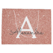 Roze Rose Gold Glitter & Sparkle Monogram Groot Cadeauzakje (Achterkant)