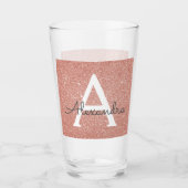 Roze Rose Gold Glitter & Sparkle Monogram Huwelijk Glas (Voorkant)