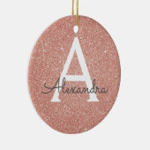 Roze Rose Gold Glitter & Sparkle Monogram Keramisch Ornament (Rechts)