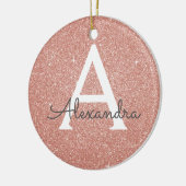 Roze Rose Gold Glitter & Sparkle Monogram Keramisch Ornament (Links)