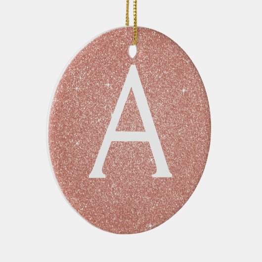 Roze Rose Gold Glitter & Sparkle Monogram Keramisch Ornament (Rechts)