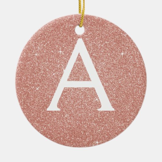 Roze Rose Gold Glitter & Sparkle Monogram Keramisch Ornament (Voorkant)