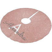 Roze Rose Gold Glitter & Sparkle Monogram Kerstboom Rok (Gekanteld)