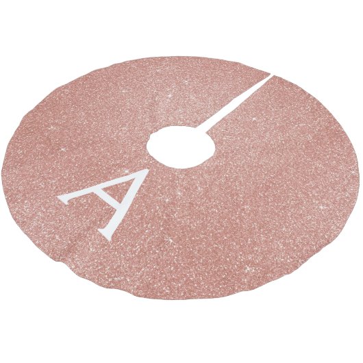 Roze Rose Gold Glitter & Sparkle Monogram Kerstboom Rok (Gekanteld)
