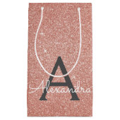 Roze Rose Gold Glitter & Sparkle Monogram Klein Cadeauzakje (Voorkant)