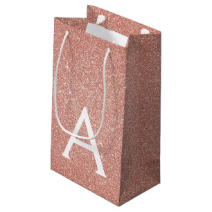 Roze Rose Gold Glitter & Sparkle Monogram Klein Cadeauzakje