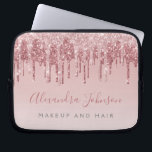 Roze Rose Gold Glitter Sparkle Monogram Laptop Sleeve<br><div class="desc">Blush Pink - Roos Gold Faux Dripping Glitter en Sparkle Elegant Monogram Zakelijk Professioneel Haar en Make Up Beauty Promotional Work Laptop Computer Hoesje of Sleeve. Dit hoesje kan worden aangepast om de naam van uw handtekeningscript en de functie- of positietitel op te nemen.</div>