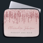 Roze Rose Gold Glitter Sparkle Monogram Laptop Sleeve<br><div class="desc">Blush Pink - Roos Gold Faux Dripping Glitter en Sparkle Elegant Monogram Zakelijk Professioneel Haar en Make Up Beauty Promotional Work Laptop Computer Hoesje of Sleeve. Dit hoesje kan worden aangepast om de naam van uw handtekeningscript en de functie- of positietitel op te nemen.</div>