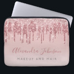 Roze Rose Gold Glitter Sparkle Monogram Laptop Sleeve<br><div class="desc">Blush Pink - Roos Gold Faux Dripping Glitter en Sparkle Elegant Monogram Zakelijk Professioneel Haar en Make Up Beauty Promotional Work Laptop Computer Hoesje of Sleeve. Dit hoesje kan worden aangepast om de naam van uw handtekeningscript en de functie- of positietitel op te nemen.</div>