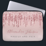 Roze Rose Gold Glitter Sparkle Monogram Laptop Sleeve<br><div class="desc">Blush Pink - Roos Gold Faux Dripping Glitter en Sparkle Elegant Monogram Zakelijk Professioneel Haar en Make Up Beauty Promotional Work Laptop Computer Hoesje of Sleeve. Dit hoesje kan worden aangepast om de naam van uw handtekeningscript en de functie- of positietitel op te nemen.</div>