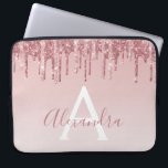 Roze Rose Gold Glitter Sparkle Monogram Laptop Sleeve<br><div class="desc">Blush Pink - Roos Gold Faux Dripping Glitter en Sparkle Elegant Monogram Girly Schattige Laptop Computer Hoesje of Sleeve. Dit hoesje kan worden aangepast om uw handtekening script naam op te nemen.</div>