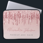 Roze Rose Gold Glitter Sparkle Monogram Laptop Sleeve<br><div class="desc">Blush Pink - Roos Gold Faux Dripping Glitter en Sparkle Elegant Monogram Zakelijk Professioneel Haar en Make Up Beauty Promotional Work Laptop Computer Hoesje of Sleeve. Dit hoesje kan worden aangepast om de naam van uw handtekeningscript en de functie- of positietitel op te nemen.</div>