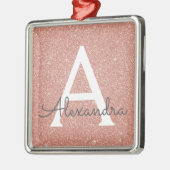 Roze Rose Gold Glitter & Sparkle Monogram Metalen Ornament (Links)