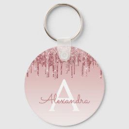 Roze Rose Gold Glitter & Sparkle Monogram Sleutelhanger