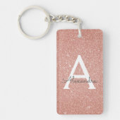 Roze Rose Gold Glitter & Sparkle Monogram Sleutelhanger (Voorkant)