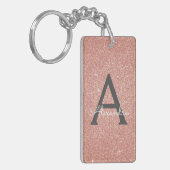 Roze Rose Gold Glitter & Sparkle Monogram Sleutelhanger (Voorkant Links)
