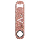 Roze Rose Gold Glitter & Sparkle Monogram Speed Flessenopener (Voorkant)