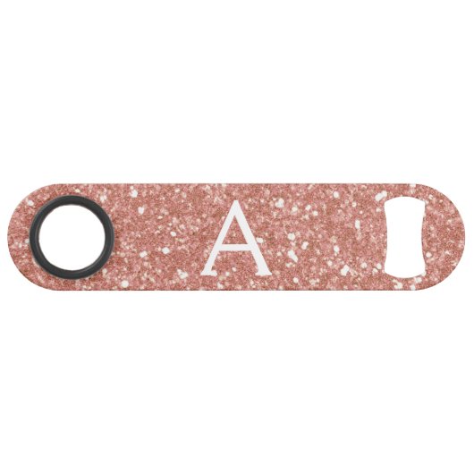 Roze Rose Gold Glitter & Sparkle Monogram Speed Flessenopener (Voorkant (Horizontaal))