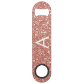 Roze Rose Gold Glitter & Sparkle Monogram Speed Flessenopener (Voorkant)