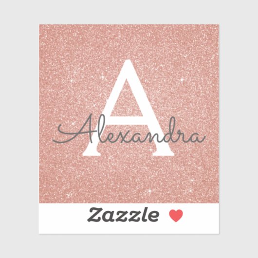 Roze Rose Gold Glitter & Sparkle Monogram Sticker (Vel)