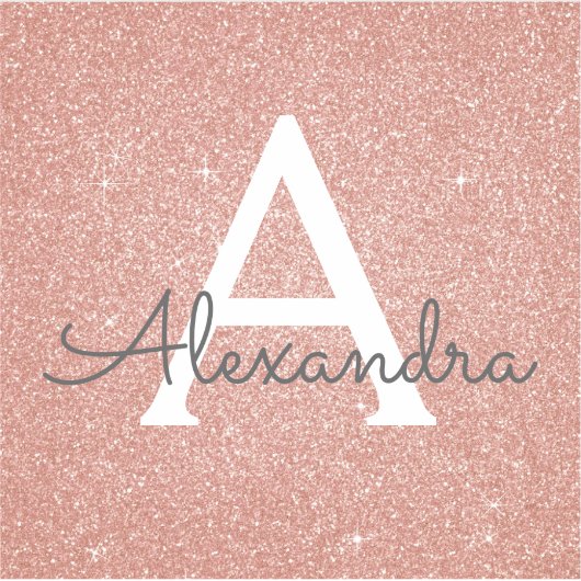 Roze Rose Gold Glitter & Sparkle Monogram Sticker (Voorkant)