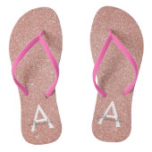 Roze Rose Gold Glitter & Sparkle Monogram Teenslippers (Voetbed)