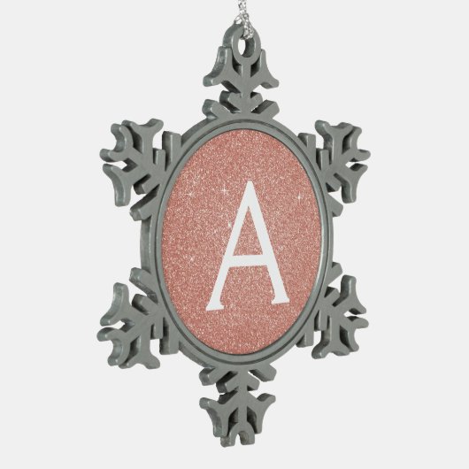 Roze Rose Gold Glitter & Sparkle Monogram Tin Sneeuwvlok Ornament (Links)