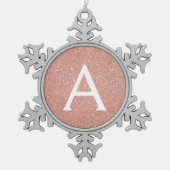Roze Rose Gold Glitter & Sparkle Monogram Tin Sneeuwvlok Ornament (Voorkant)