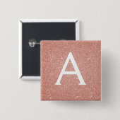 Roze Rose Gold Glitter & Sparkle Monogram Vierkante Button 5,1 Cm (Voorkant /achterkant)