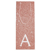 Roze Rose Gold Glitter & Sparkle Monogram Wijn Cadeautas (Achterkant)