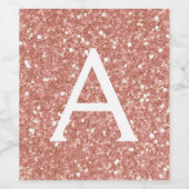 Roze Rose Gold Glitter & Sparkle Monogram Wijn Etiket (Enkel label)