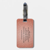 Roze Rose Gold Glitter Sparkle Script Monogram Bagagelabel (Achterkant verticaal)
