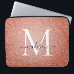 Roze Rose Gold Glitter Sparkle Script Monogram Laptop Sleeve<br><div class="desc">Roze Rose Gold Glitter Sparkle Script-monogram Laptophoes</div>