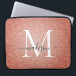 Roze Rose Gold Glitter Sparkle Script Monogram Laptop Sleeve<br><div class="desc">Roze Rose Gold Glitter Sparkle Script-monogram Laptophoes</div>