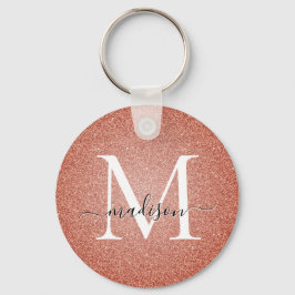 Roze Rose Gold Glitter Sparkle Script Monogram Sleutelhanger