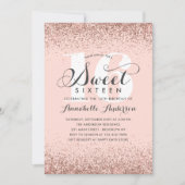 Roze Rose Gold Glitter Sparkle Sweet 16 Birthday I Kaart (Voorkant)