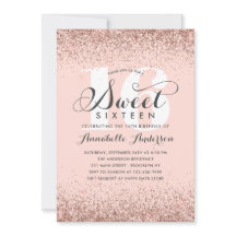 Roze Rose Gold Glitter Sparkle Sweet 16 Birthday I
